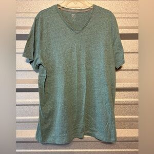 Old Navy Heathered Green V-Neck Tee